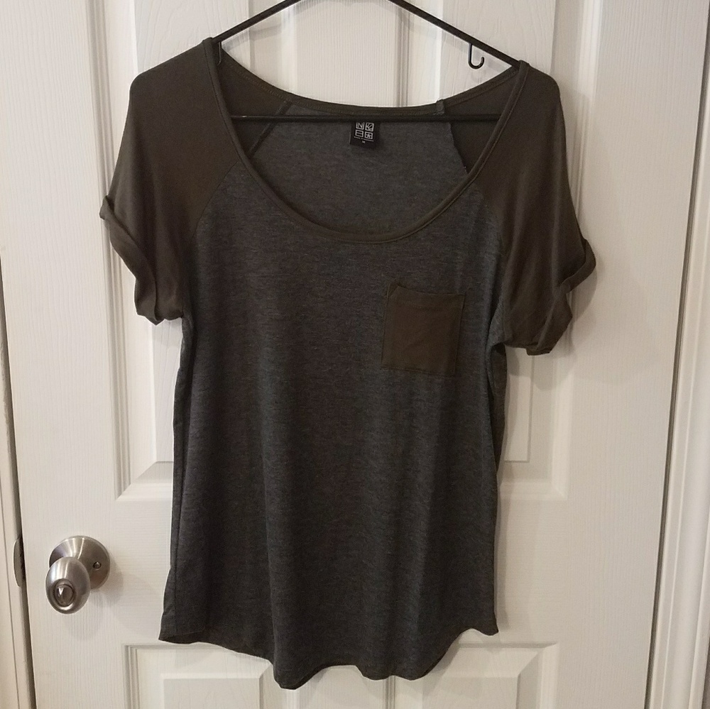 Olive Green & Gray Tee